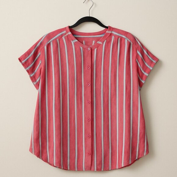 Universal Thread Tops - Universal Thread Striped Button-Up Blouse | XXL | Gently Used